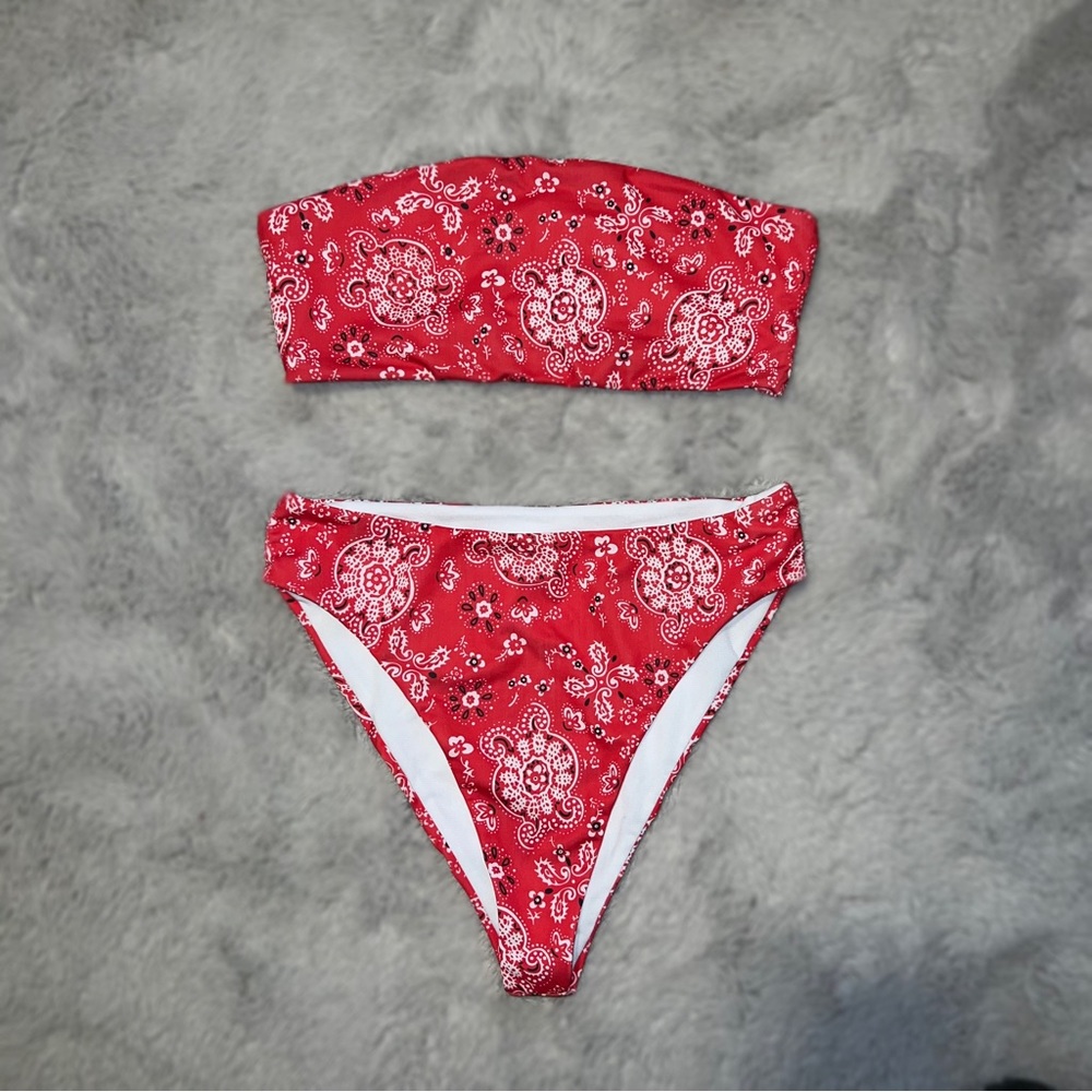 Fashion Nova Red Bandana Bikini - Picture 1 of 3